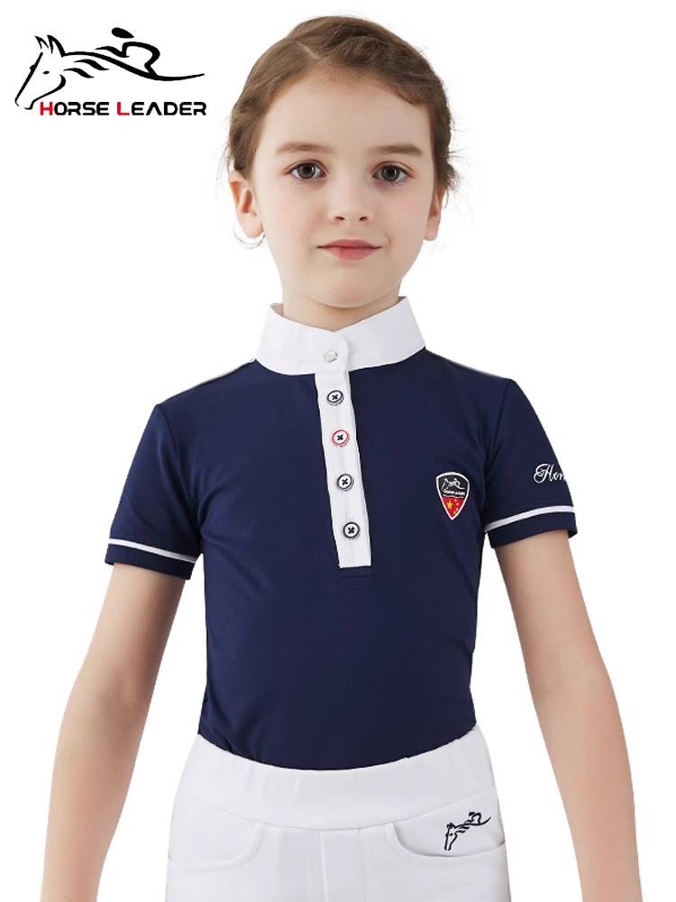 HorseLeader Summer Equestrian T -shirt Short -sleeved Equestrian Clothing Knight Equipment Polo Polo