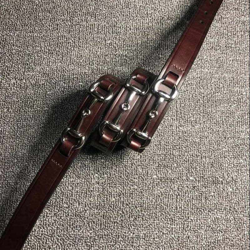 All -leather iron belt ride ride -ribbon men's daily training knight equipment to regulate British equestrian belt