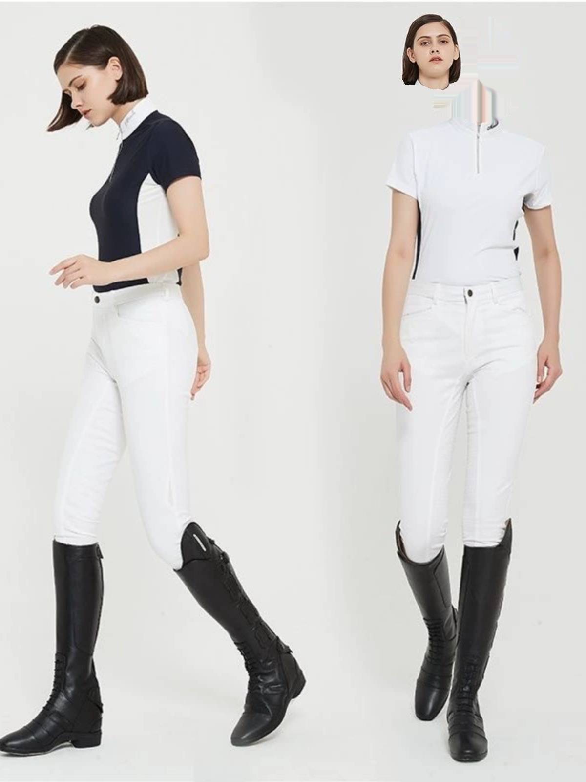 White spring and autumn women's long -sleeved high -bouncing equestrian T -shirt osteoprotus Equestrian equipment knight clothing men's and women's equestrian clothing