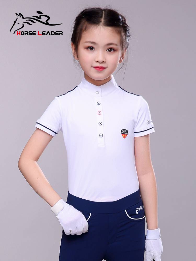 Children's Equestrian Equipment T -shirt T -shirt Summer Female Knight Server Children's Horseing Equestrian Short Sleeve Men