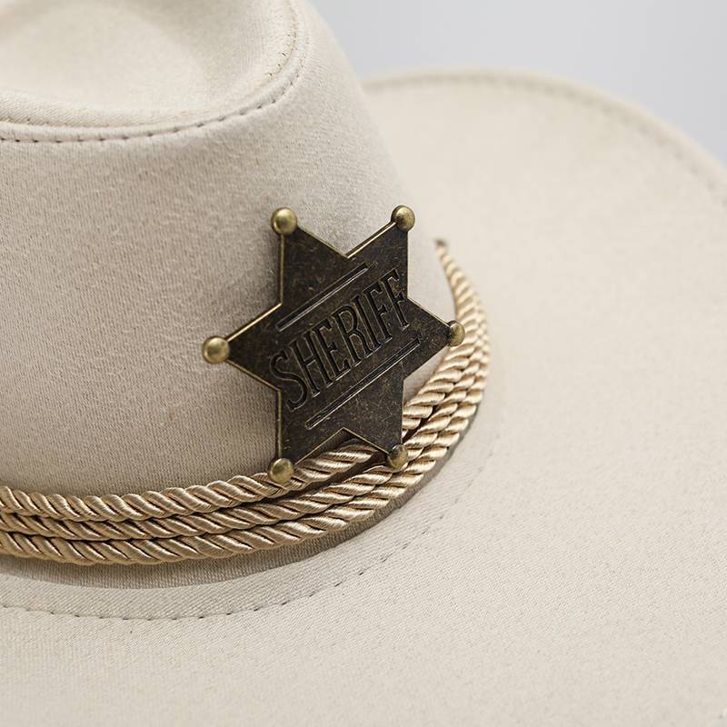 Western Cowboy Hat, Sheriff Regurt's Hat, a man and a woman riding a horse and fishing for sunscreen