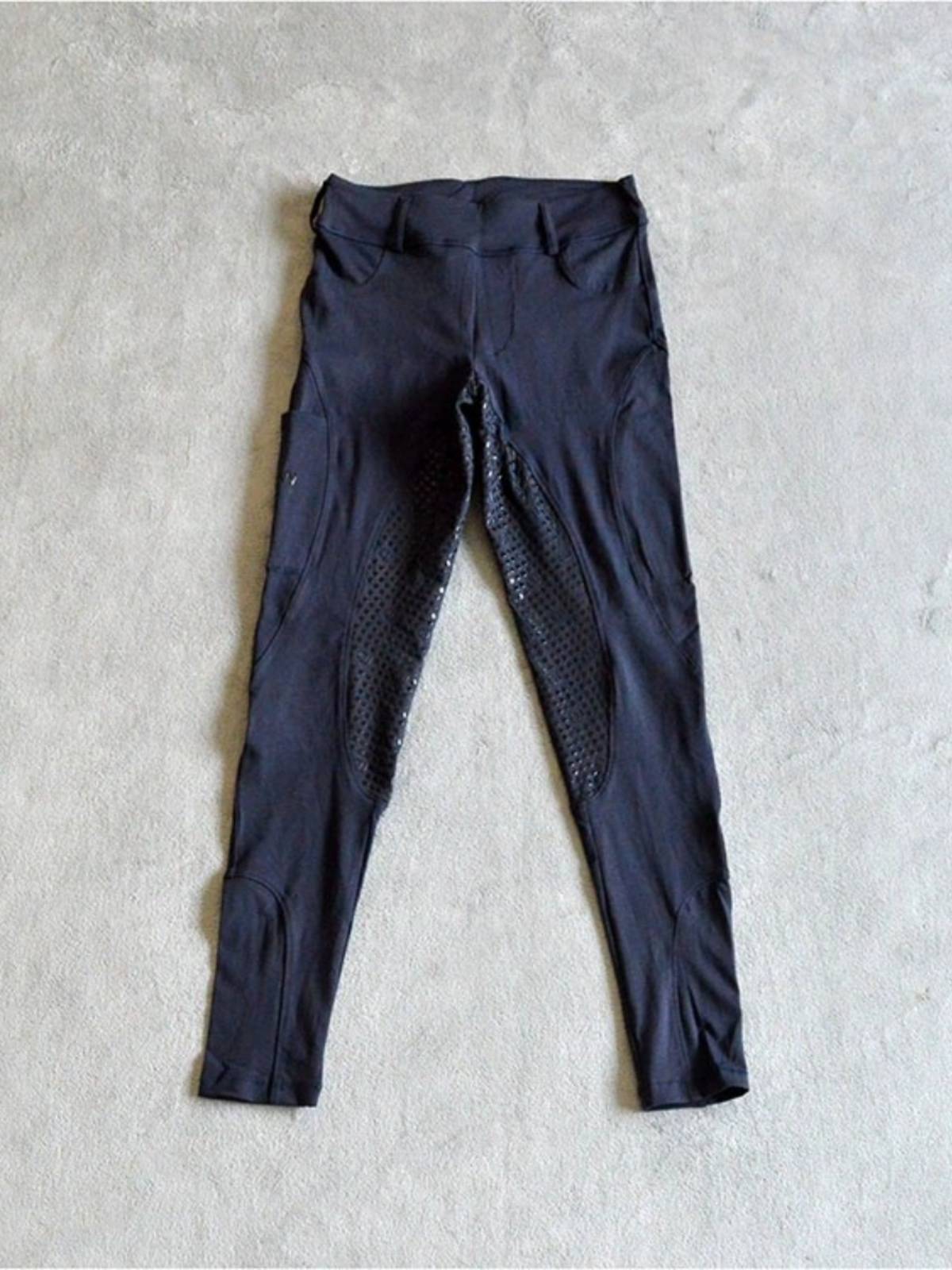 Equestrian clothing women's silicone riding elastic knight clothing tight black trousers quick -drying dark blue broken