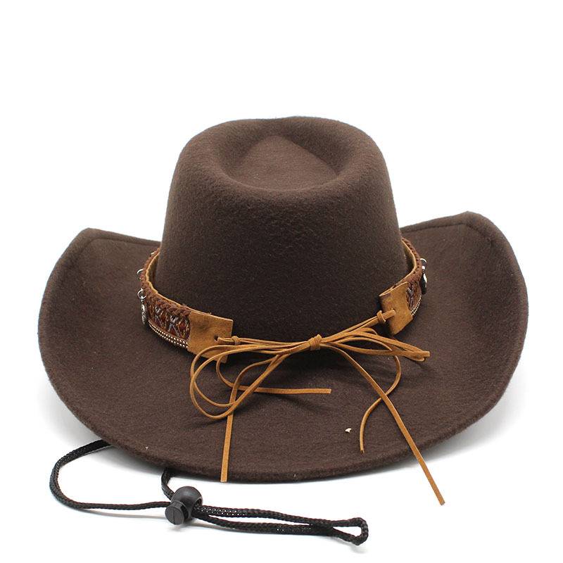 Western cowboy hats are old hairs, and hats ride on horse hats with wind-proof caps