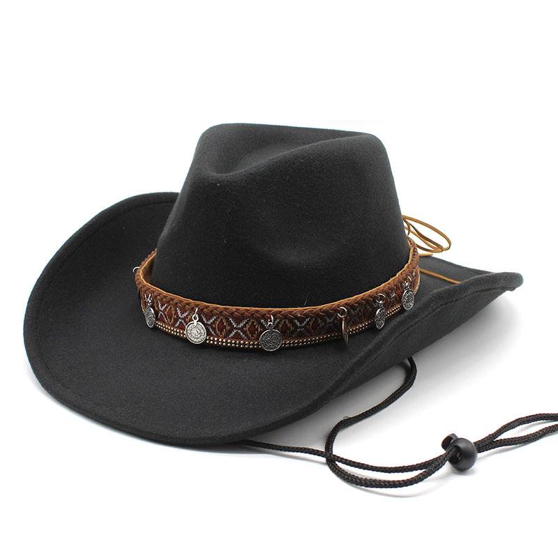 Western cowboy hats are old hairs, and hats ride on horse hats with wind-proof caps