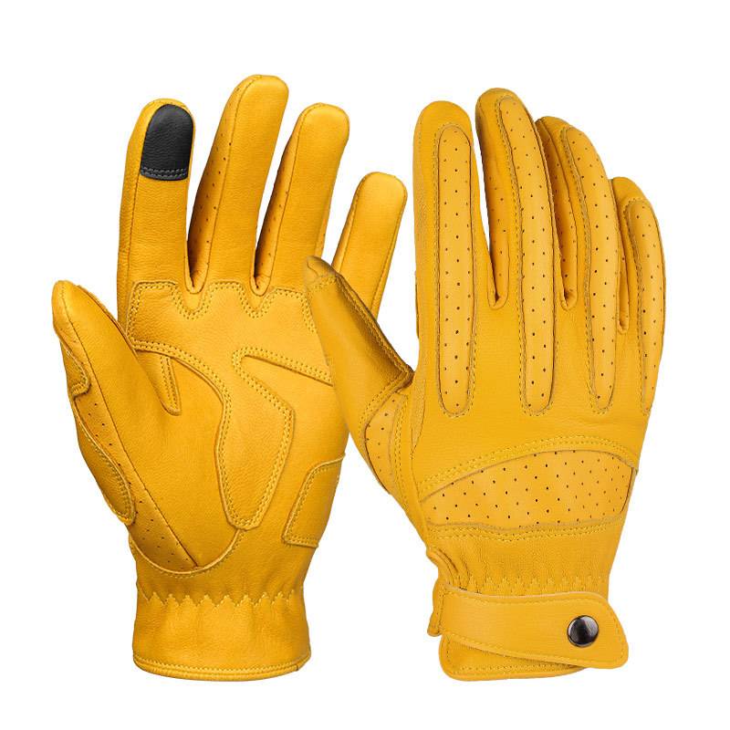 Motorcycle retro leather glove men and women four seasons touch screen knights equipped with wear -resistant off -road racing horse sheepskin
