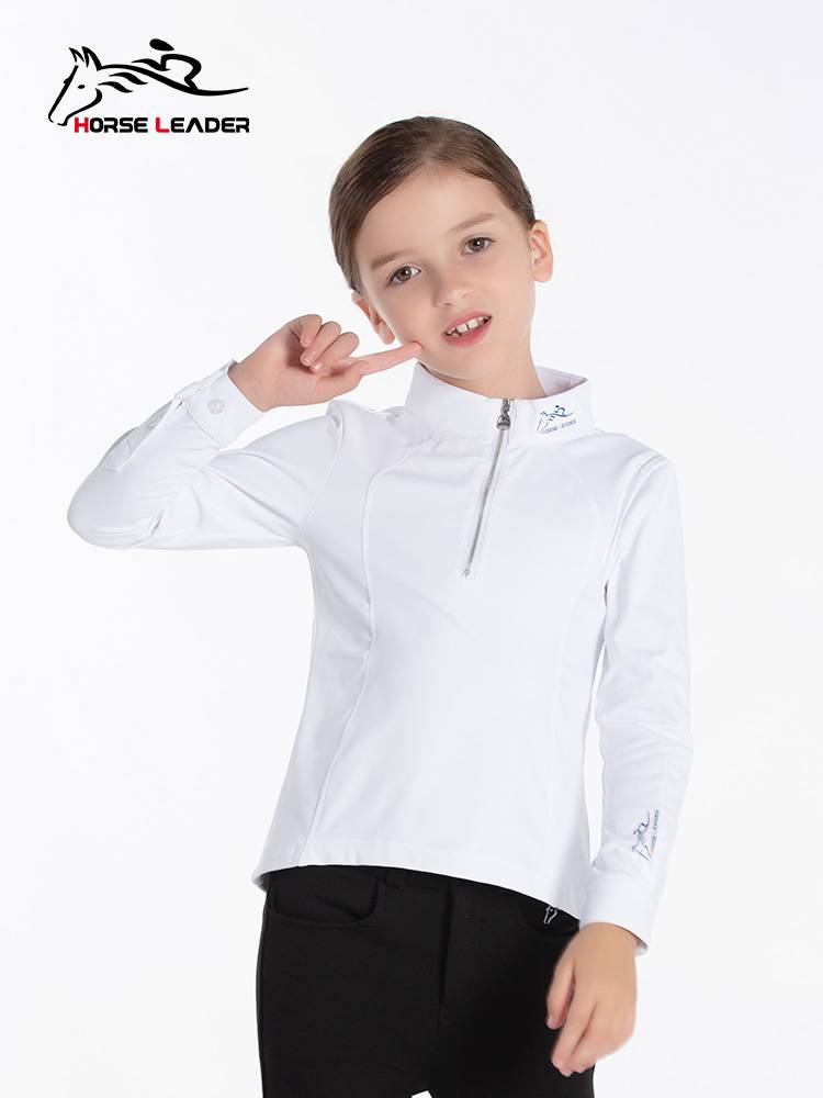 Horseleader spring and summer children's equestrian T -shirt equestrian clothing long -sleeved speed dry riding equipment knight clothing