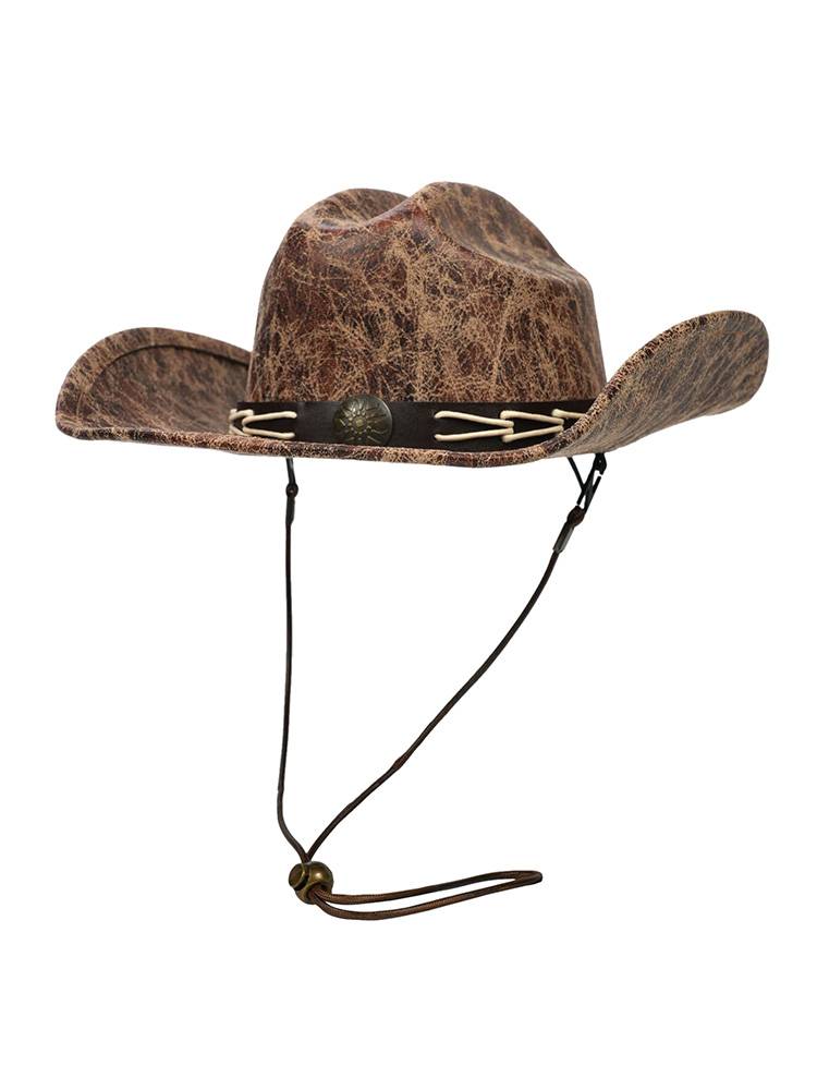 American Western Cowboy Hat Female Personal Personal Tide Cool Solk Girl Sunny Hat Niche Scholata Tie Retro Knight Hat Male Fashion