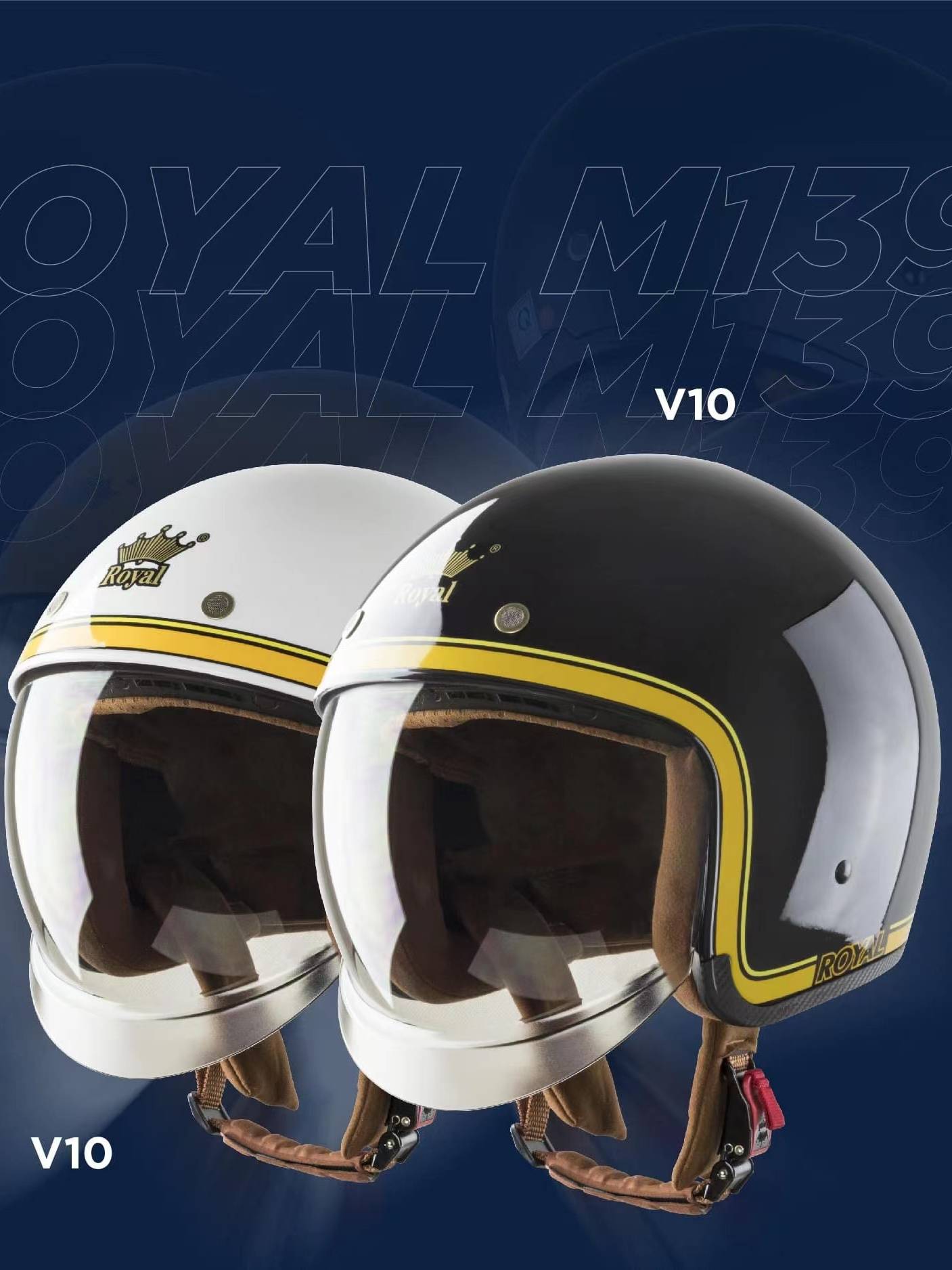 ROYAL M139 retro 3/4 helmet built -in large facial mirror can retractable with a small hat, commute Jiang Ge