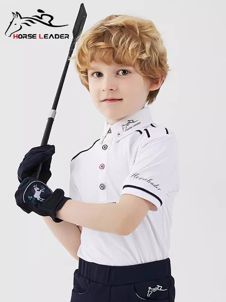 HorseLeader summer children's equestrian T -shirt riding equipment short -sleeved knight clothing top Polo shirt