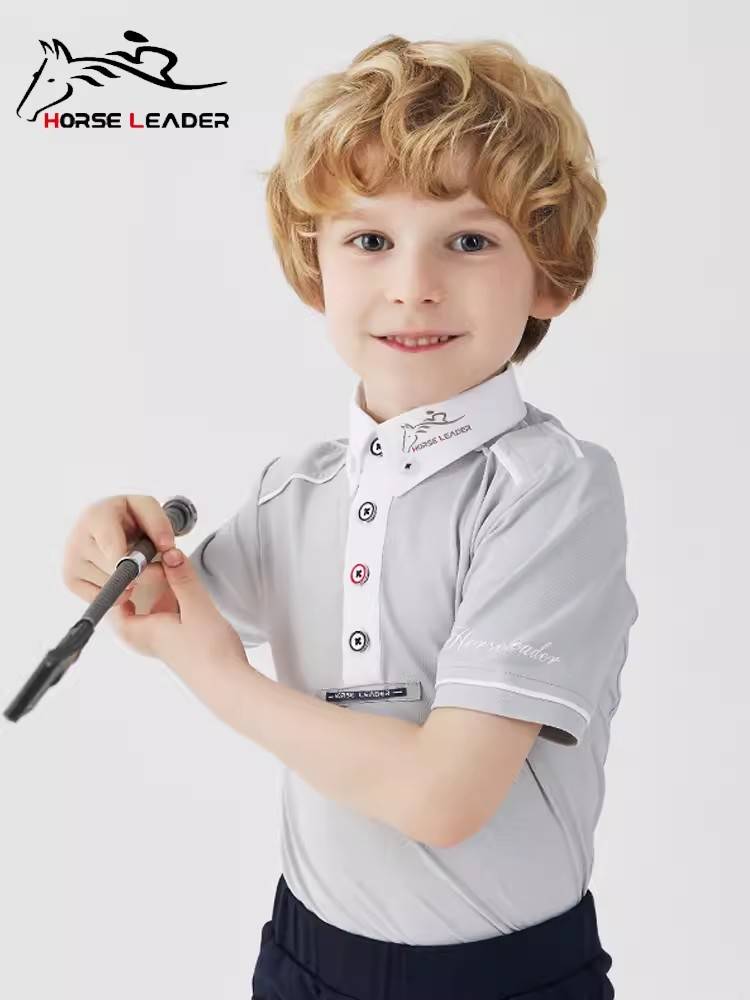 HorseLeader summer children's equestrian T -shirt riding equipment short -sleeved knight clothing top Polo shirt