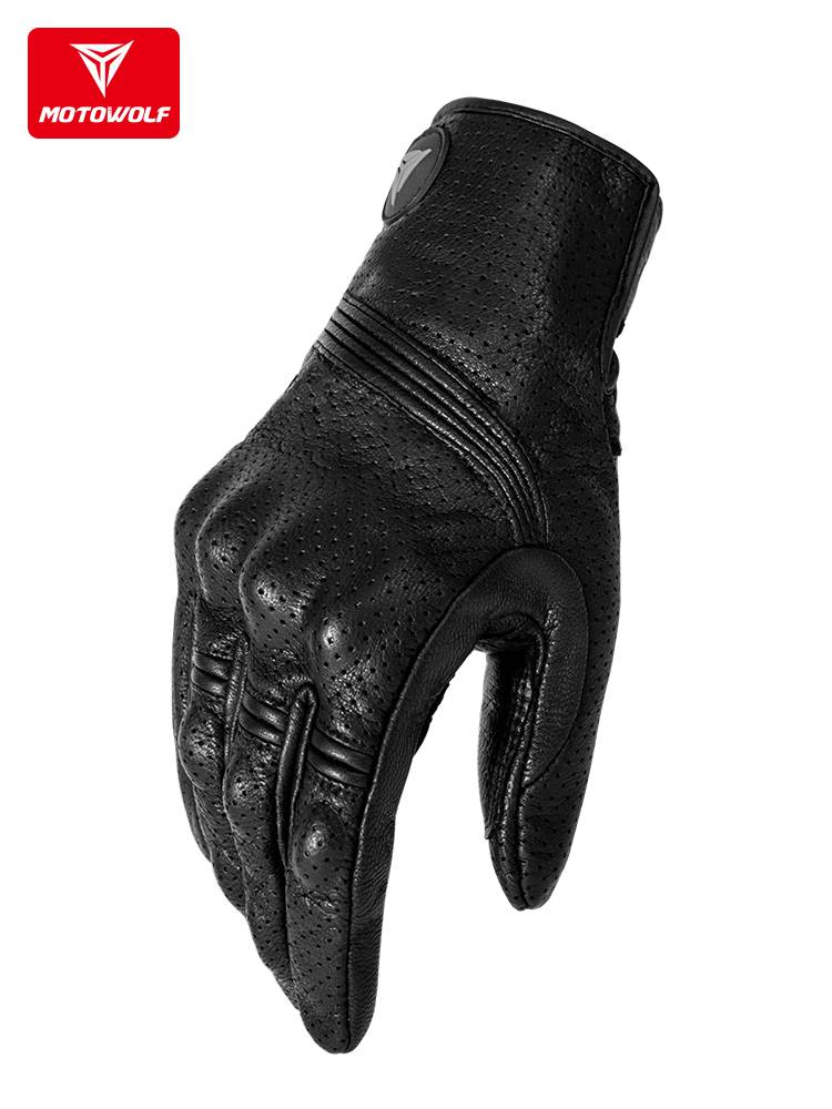 Summer motorcycle leather gloves Four seasons locomotive anti -winding and warm -keeping retro knight riding equipment breathable