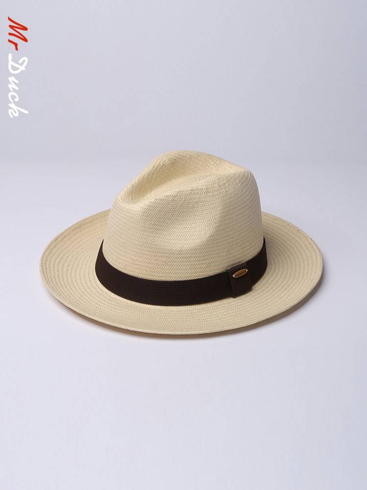 mrduck hand -made Panama straw hat Men's summer gentleman sunshade white hat woman sunscreen hat