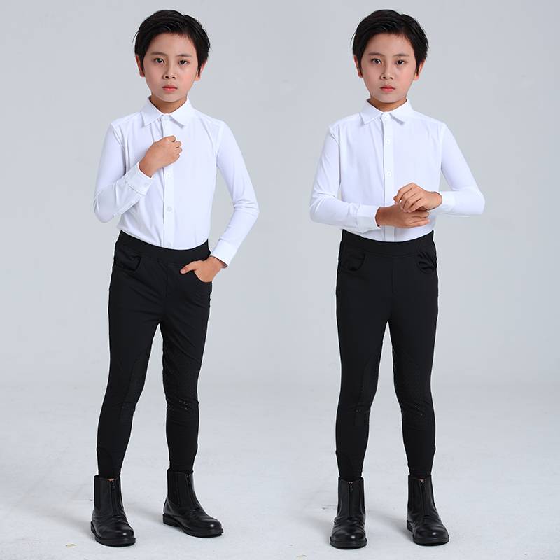 Children's equestrian elastic speed dry long -sleeved shirt Knight equipment training competition