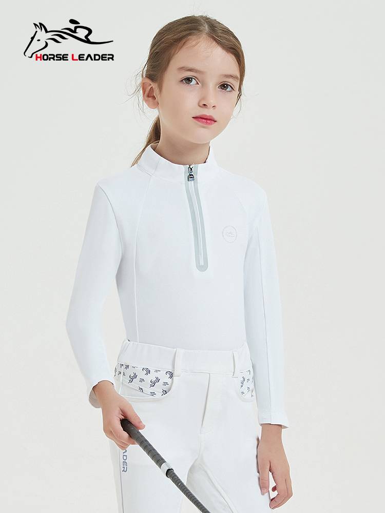 HorseLeader Spring and Summer Four Seasons Child Equestrian T -shirt Equestrian Garment long -sleeved horse riding equipment knight clothing