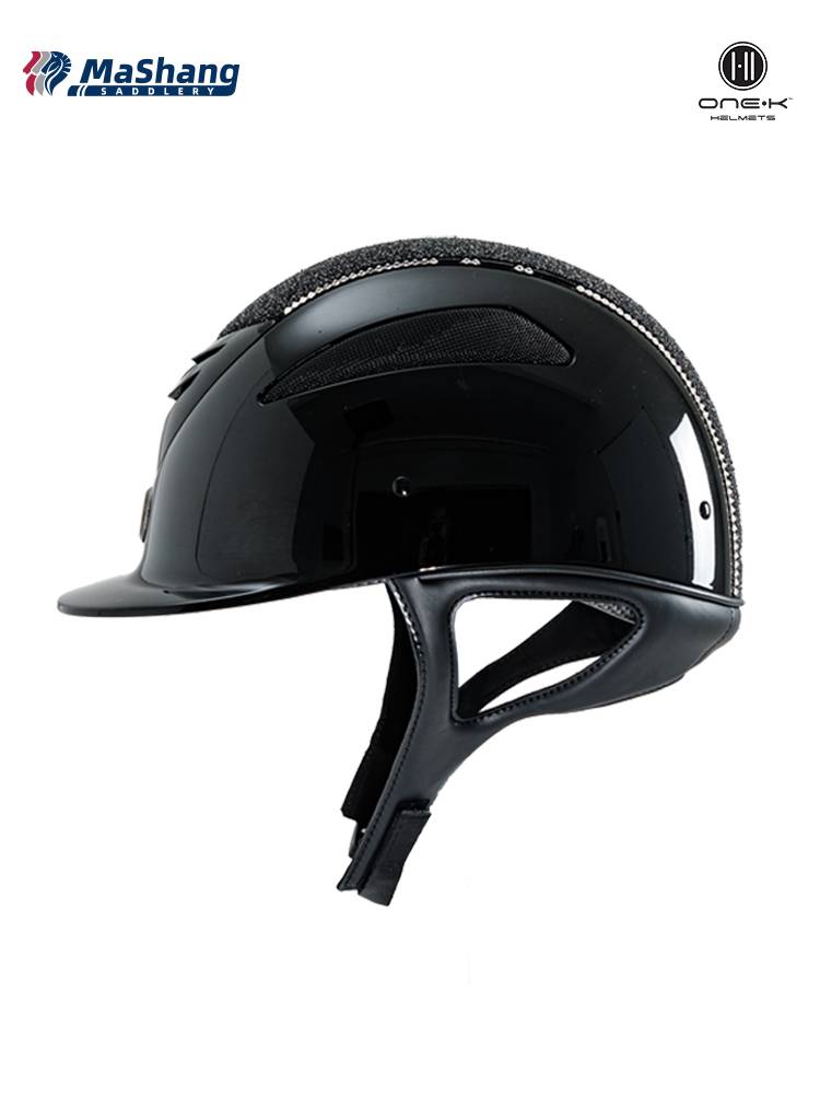 U.S. imported OneK Equestrian helmet full -bright face black small diamond white diamond edge riding helmet can adjust the knight equipment