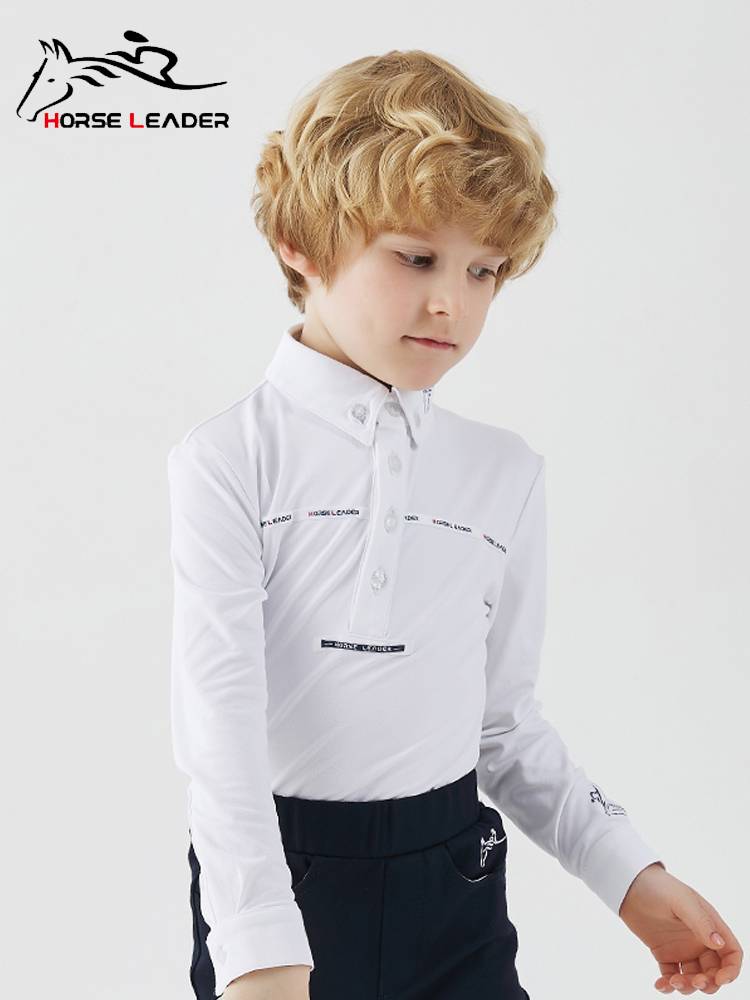 Horseleader Spring and Summer Four Seasons Children's Equestrian Equipment Competition Long -sleeved T -shirt Children's Cavaliers Equestnically Clothing