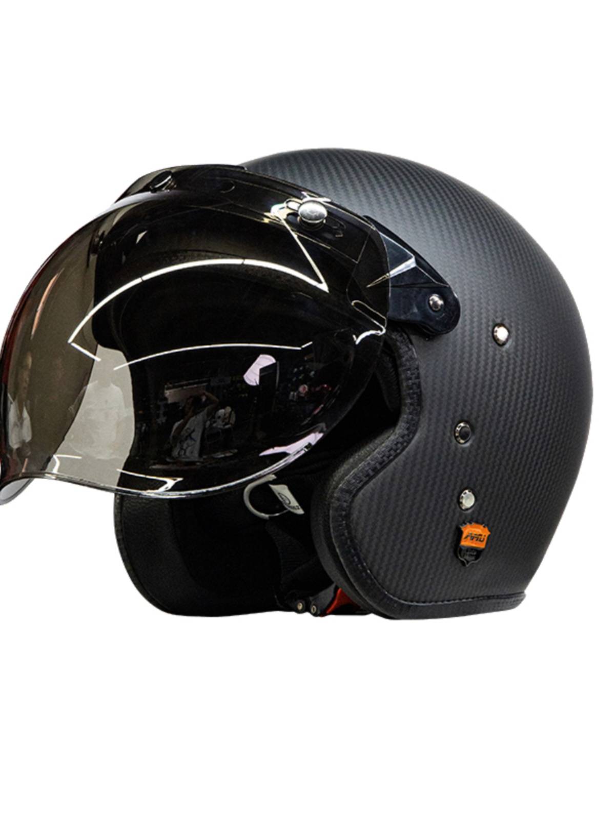 AMU carbon fiber retro half helmet Summer men and women glass reinforcement 3C certification Harley motorcycle motorcycle helmet four seasons