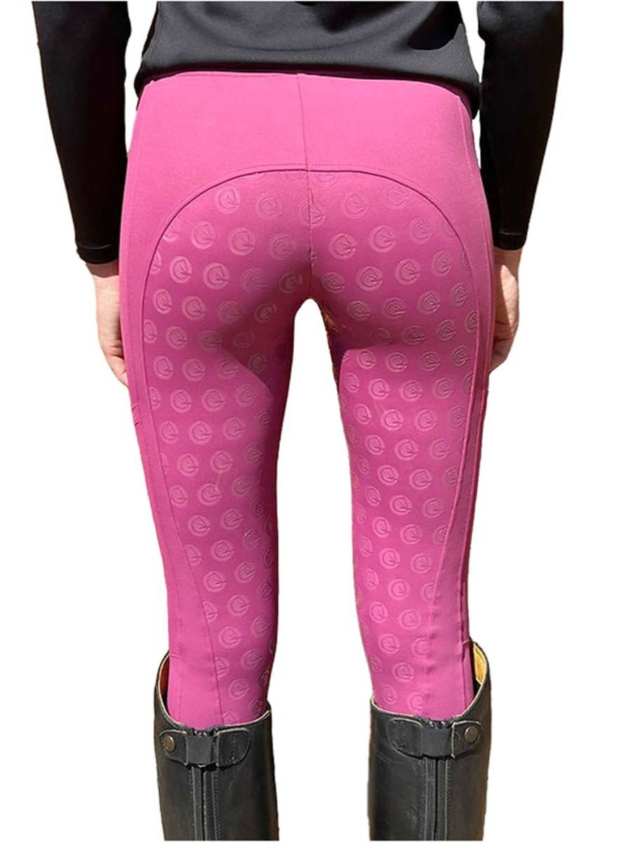 Adult Women's Professional Equestrian Tight Pants Knight Equipment Silicon Gloreskin Anti -Slip Janfire Pocket Pocket Rose Red