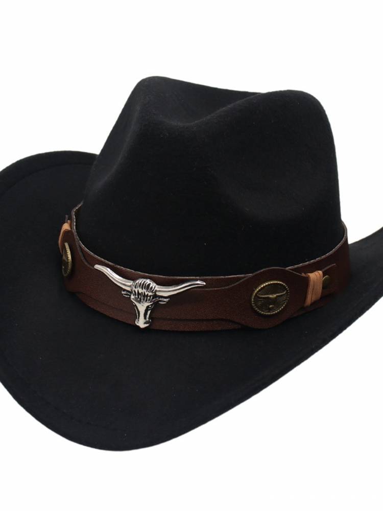 Guoluo Tibetan Tibetan Hat Western Cowboy Hat Cow head accessory Missing Hat Ethnic Wind Men and Women Hat