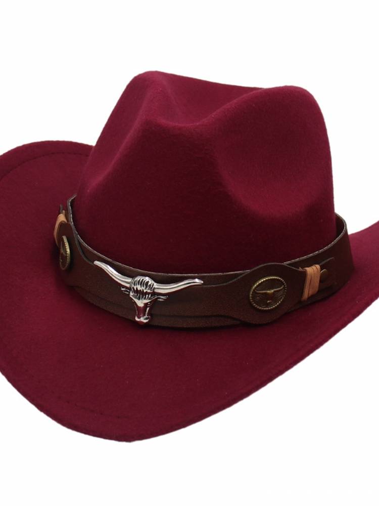 Guoluo Tibetan Tibetan Hat Western Cowboy Hat Cow head accessory Missing Hat Ethnic Wind Men and Women Hat