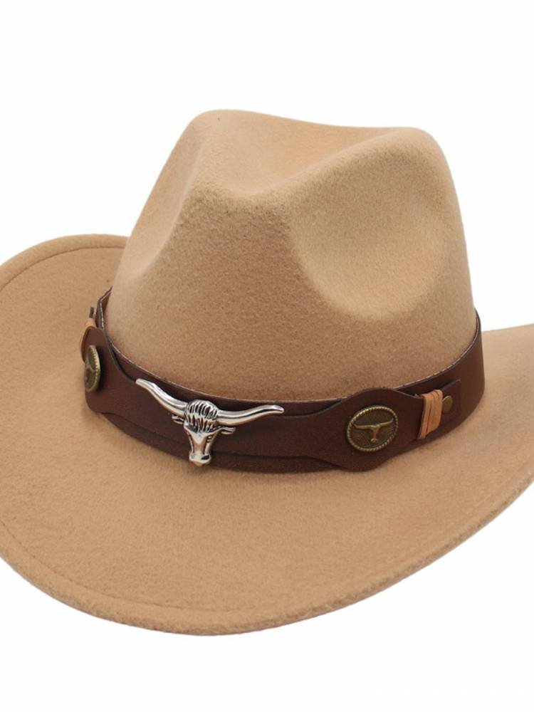 Guoluo Tibetan Tibetan Hat Western Cowboy Hat Cow head accessory Missing Hat Ethnic Wind Men and Women Hat