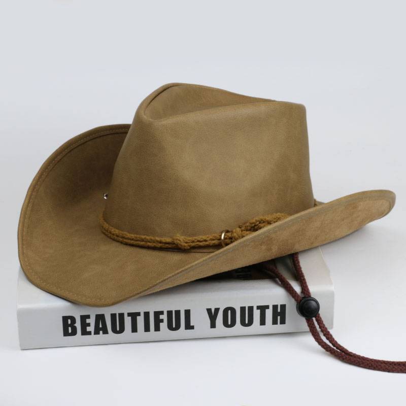 Khaki tope retro, old leather men and women big eaves riding tourism tourism, western denim hat hood sunshade sunscreen