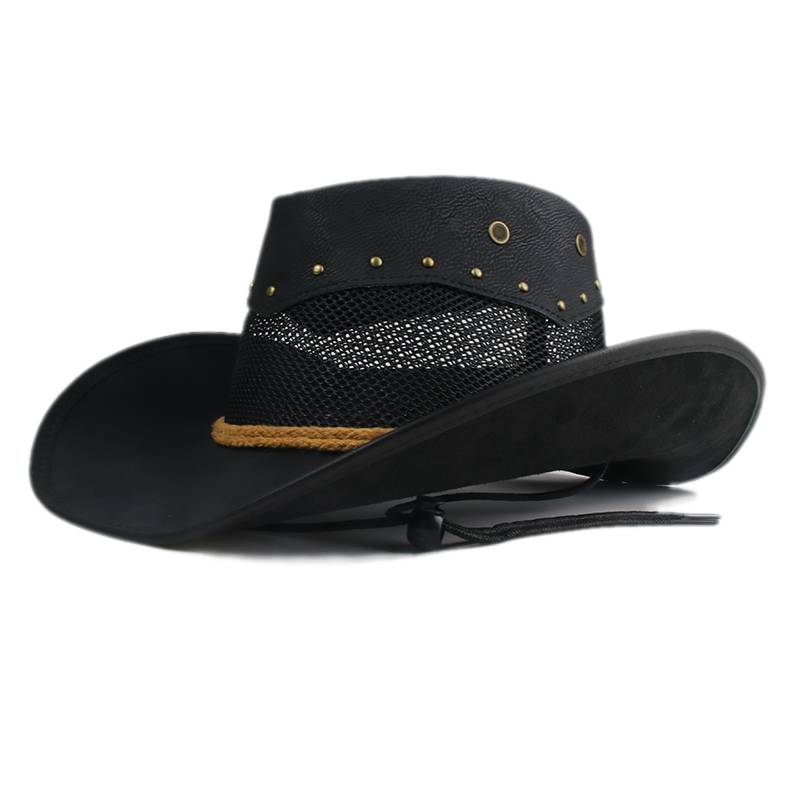 Khaki tope retro, old leather men and women big eaves riding tourism tourism, western denim hat hood sunshade sunscreen