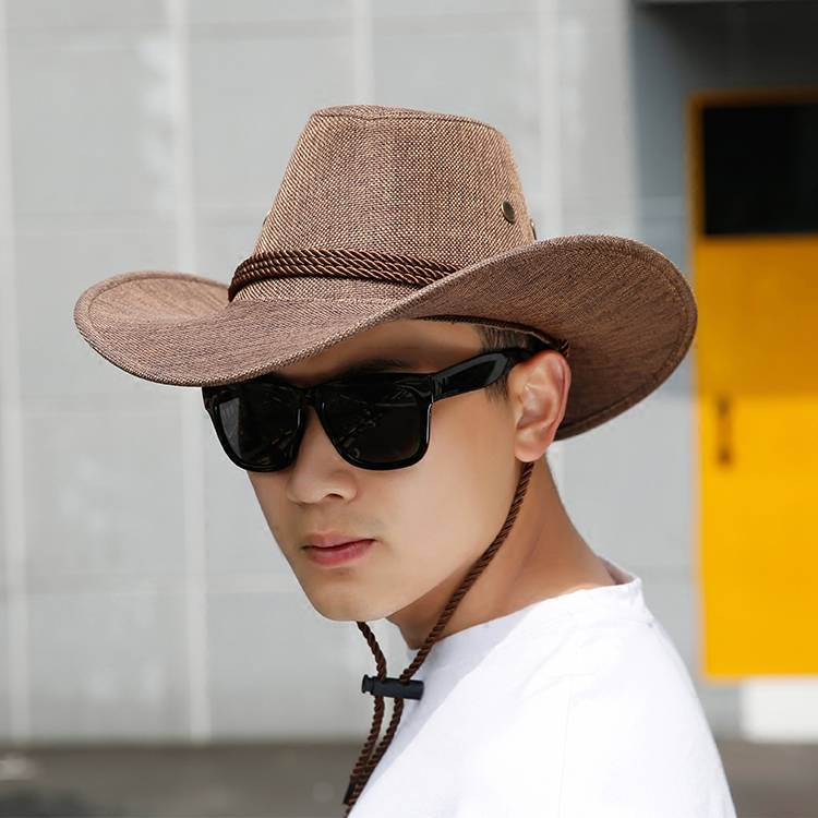 Outdoor Straw Hat Men's Summer Beach Hat Western Cowboy Hat Men's Mountaineering Sun Hat sunscreen sunshade