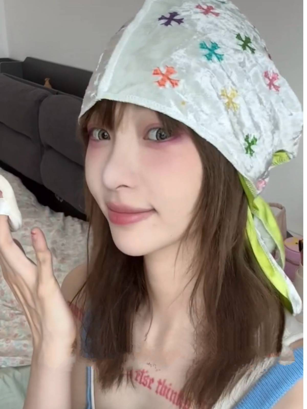 ACB cross embroidery double -sided durag headscarf American trendy accessories hip -hop headdress