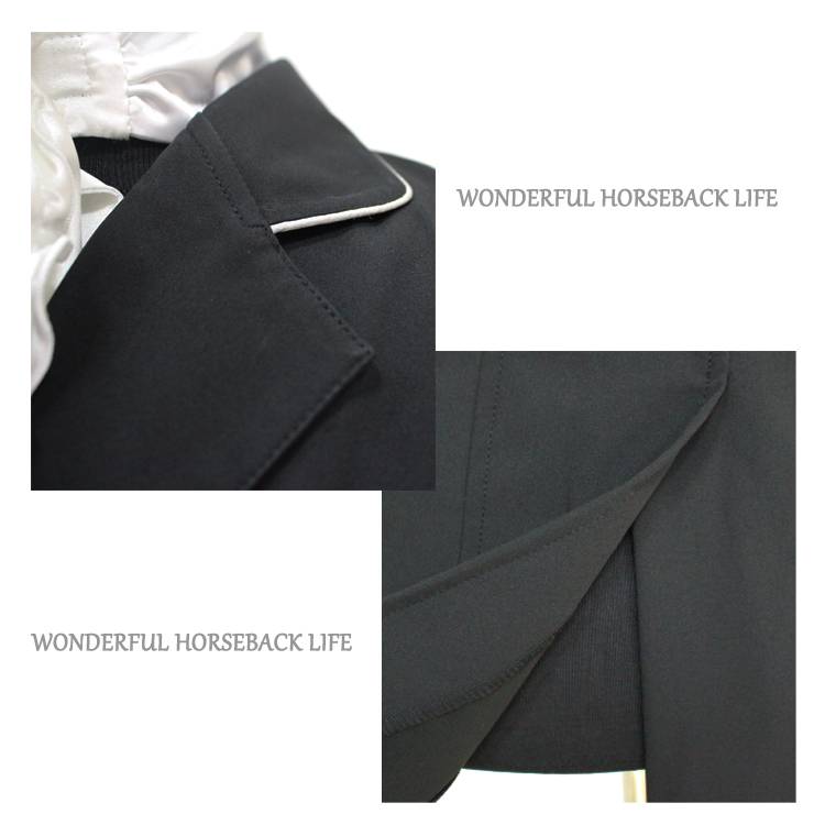 A man in a horse racing suit rides a knight in a horse in a suit, a black elastic horse in a suit
