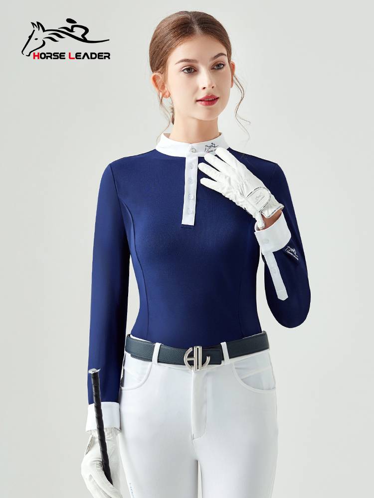 Horse Leader Women's Equestrian T -shirt Long -sleeved Riding Four Seasons Equestnically Thin Training Horse Riding Equipment