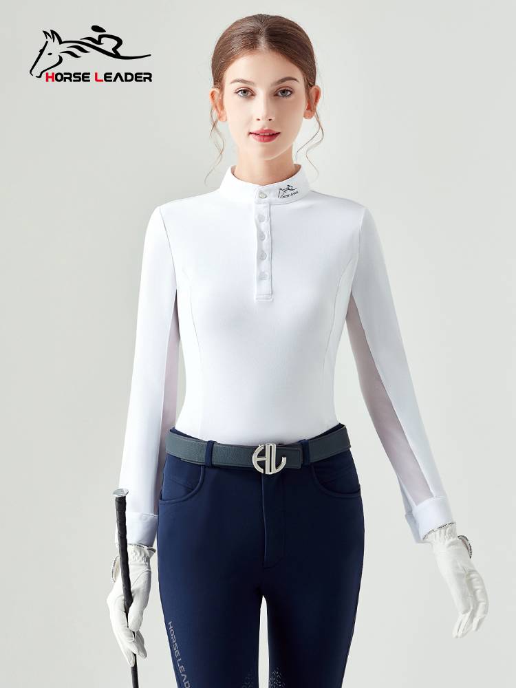 Horse Leader Women's Equestrian T -shirt Long -sleeved Riding Four Seasons Equestnically Thin Training Horse Riding Equipment