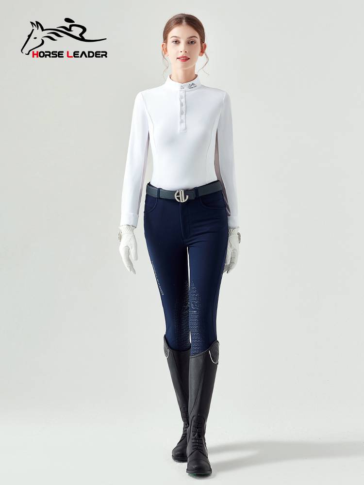Horse Leader Women's Equestrian T -shirt Long -sleeved Riding Four Seasons Equestnically Thin Training Horse Riding Equipment
