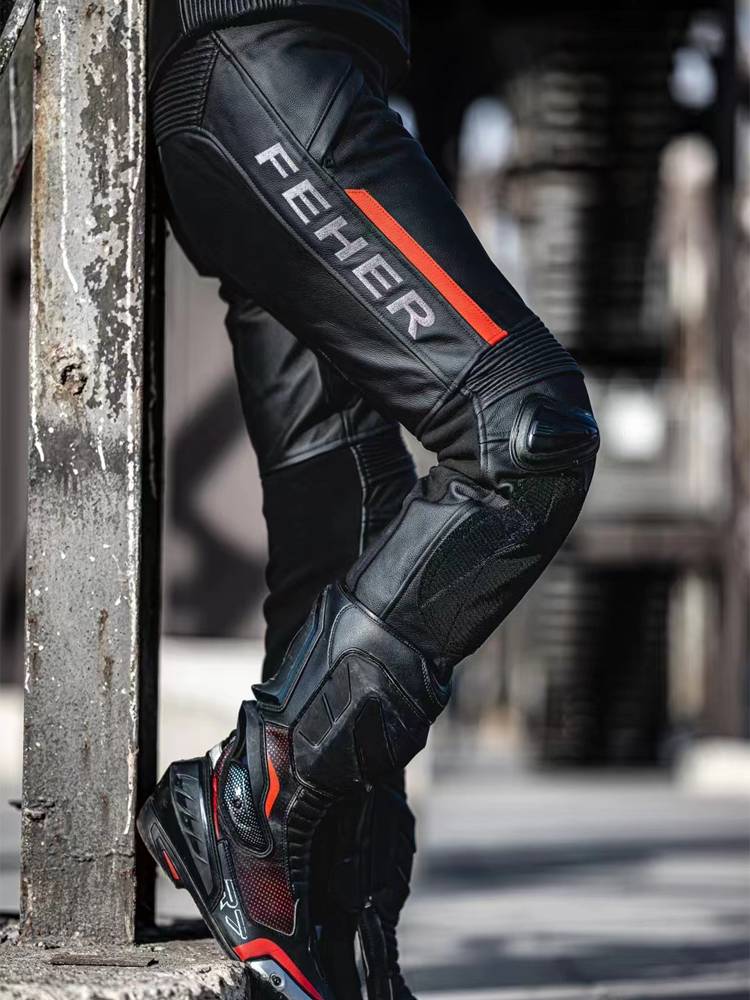 Feher motorcycle leather pants and locomotive riding racing trousers titanium alloy anti -fall pants Knights equipped with leather competition