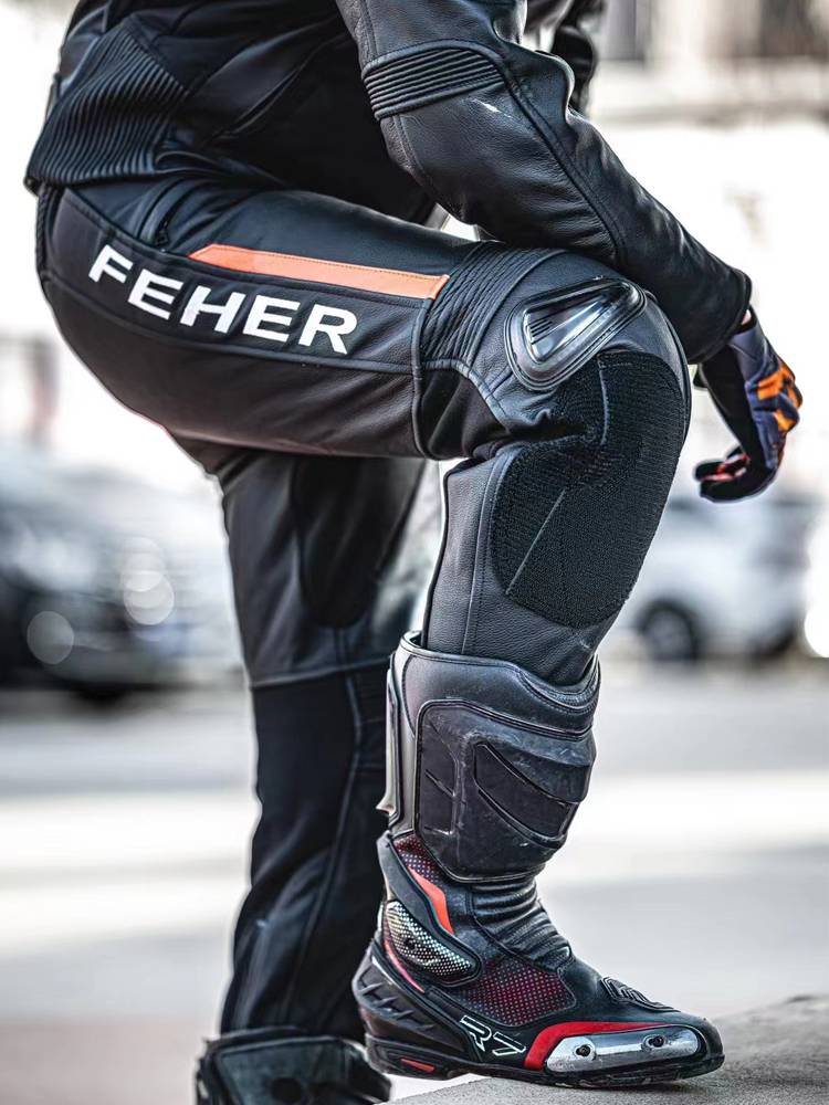 Feher motorcycle leather pants and locomotive riding racing trousers titanium alloy anti -fall pants Knights equipped with leather competition