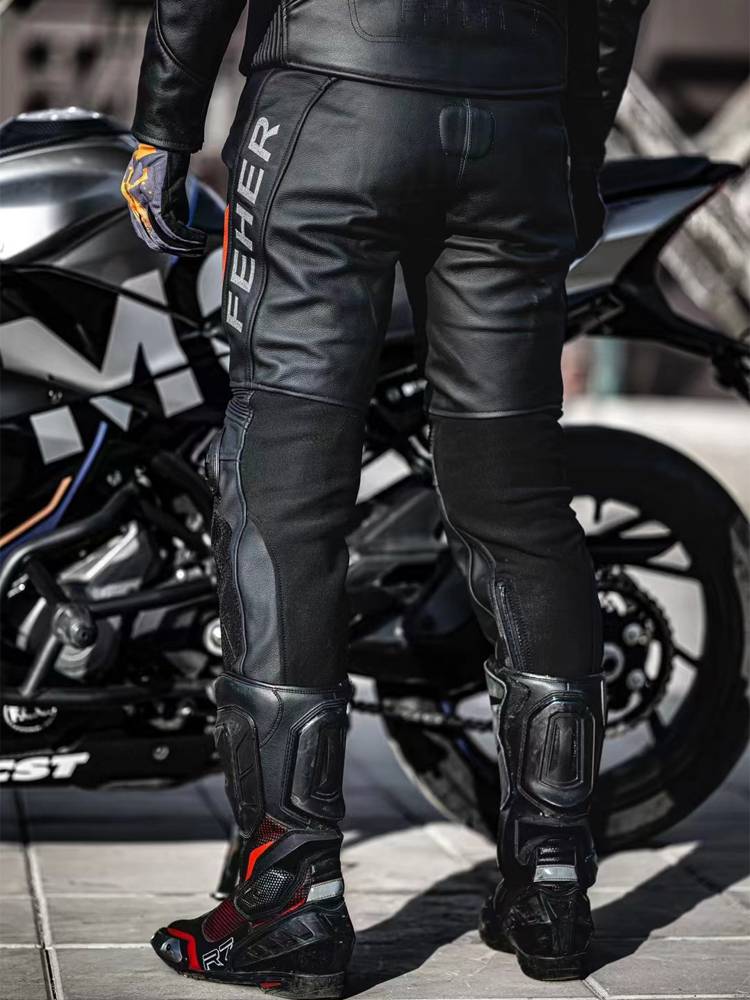 Feher motorcycle leather pants and locomotive riding racing trousers titanium alloy anti -fall pants Knights equipped with leather competition