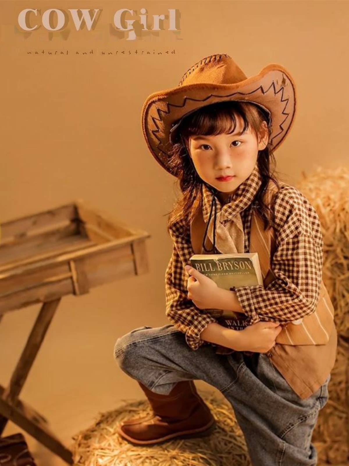 Children's Western denim shading hat men and women children stage performed on the stage showing summer sunscreen adult knight hats to take pictures