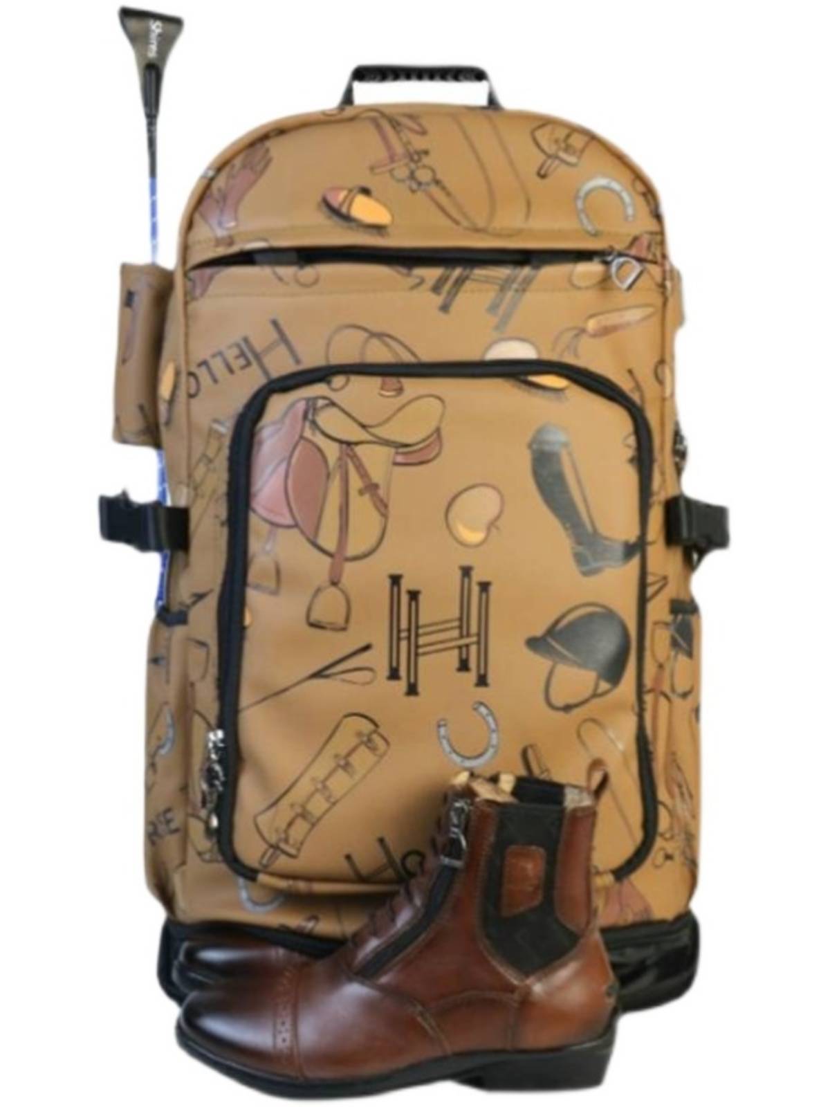 Eight -foot dragon knight backpack with USB charging port boots, helmet caps, children's adult horse riding equipment bag