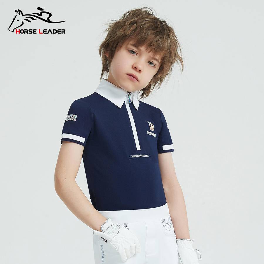 Children's Equestrian Equipment T -shirt Short -sleeved Summer Competition Boys Quick -drying Training Horse Riding Knight Server Top
