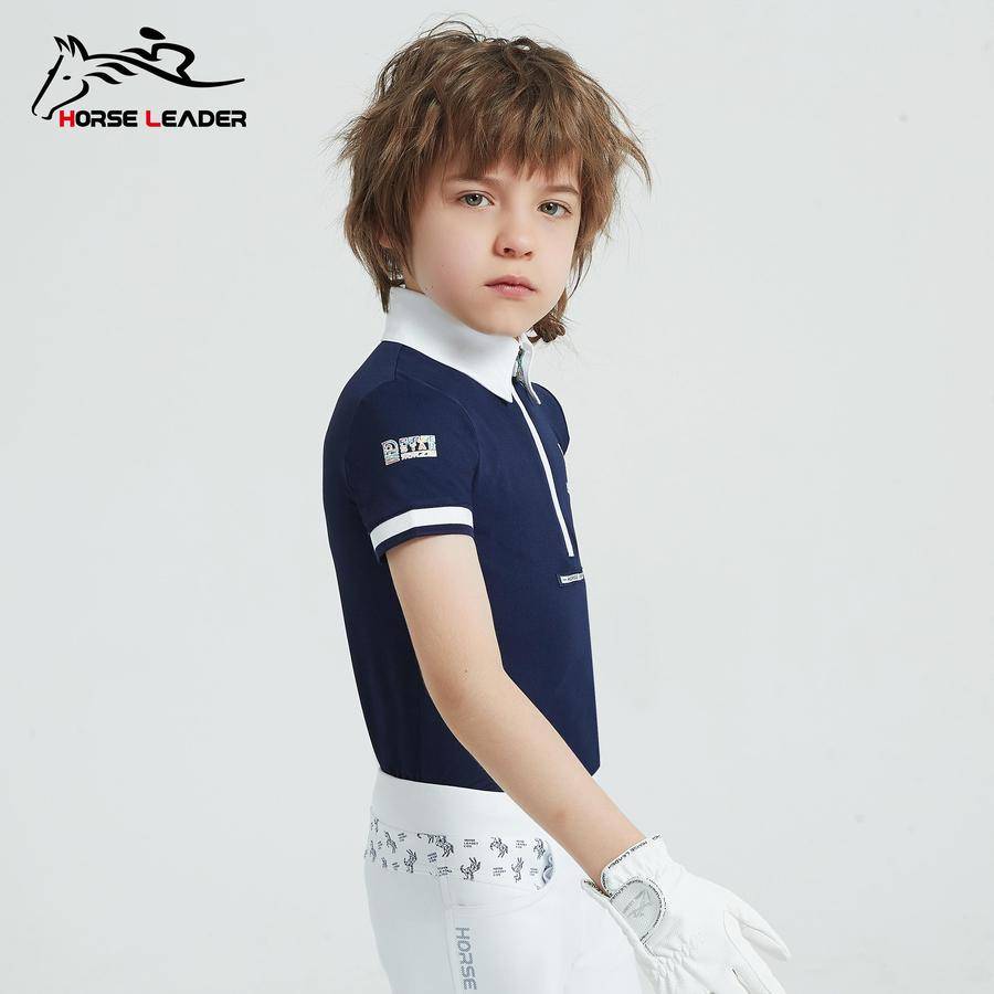 Children's Equestrian Equipment T -shirt Short -sleeved Summer Competition Boys Quick -drying Training Horse Riding Knight Server Top