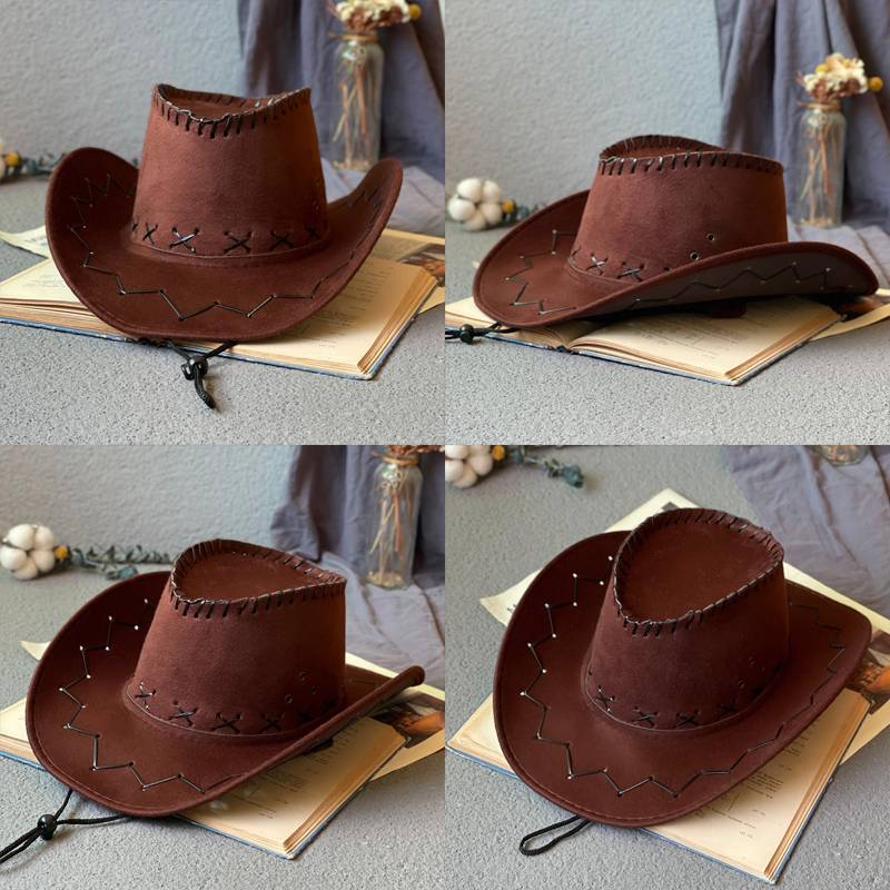 BVGYUP Lee Western Cowboy Hat Female Tibetan Big Eaves Hat Male British Wind Pickup Retro Jazz Dance Headgear