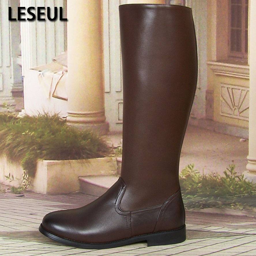 Leseul horse boots dark brown trendy cowhide review ceremonial guard fighters male long equestrian Western knight riding leather boots