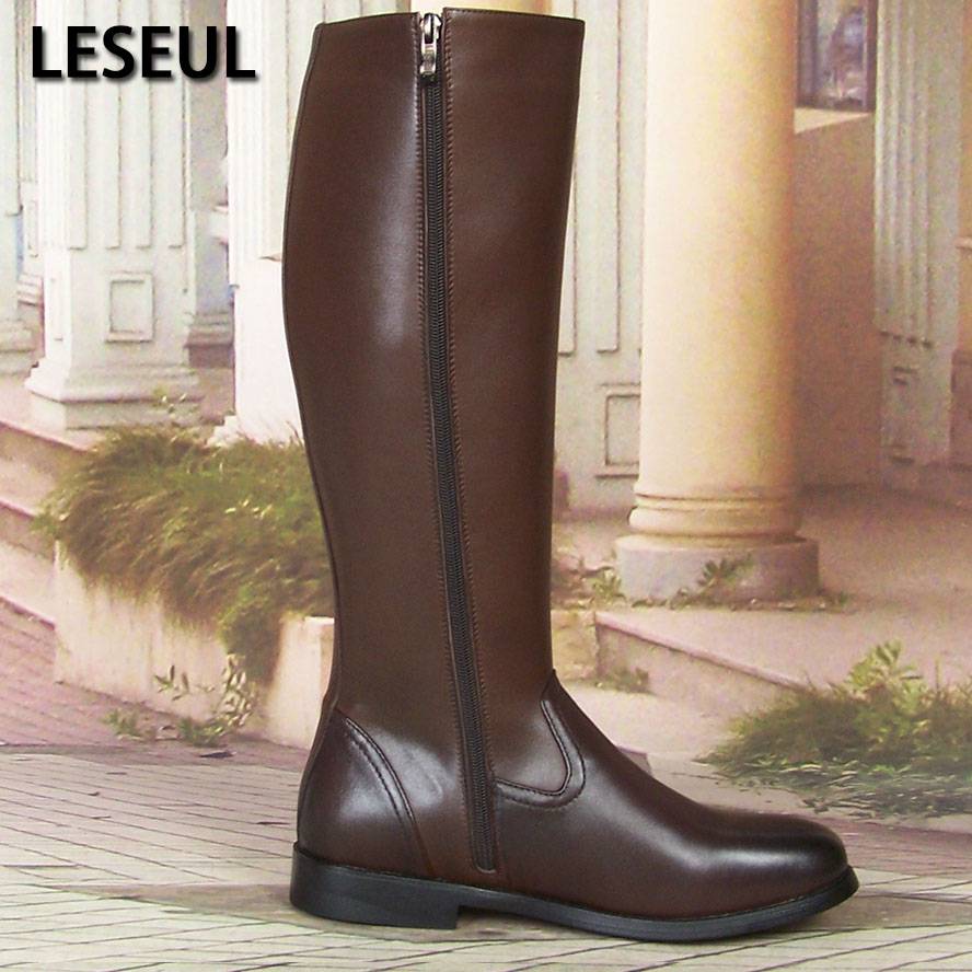 Leseul horse boots dark brown trendy cowhide review ceremonial guard fighters male long equestrian Western knight riding leather boots