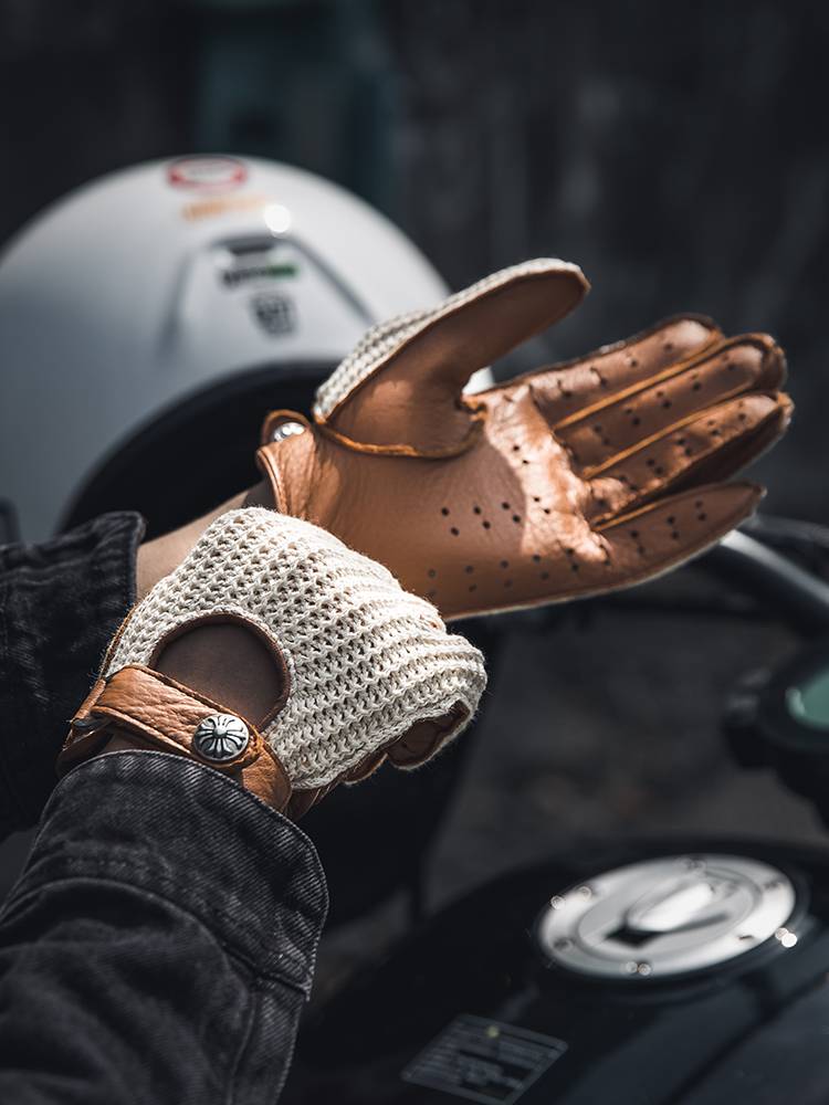 Motorcycle gloves thin locomotive riding gloves retro Hay leather glove women's men's knights are breathable summer