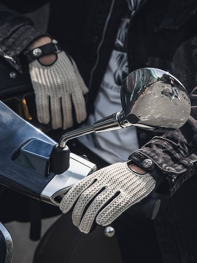 Motorcycle gloves thin locomotive riding gloves retro Hay leather glove women's men's knights are breathable summer