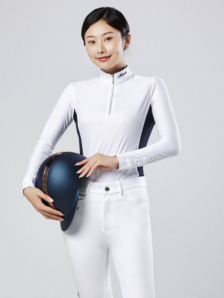 Adult Equestrian Women's Long -sleeved POLO Shirt T -shirt Professional Horse Rider Shirt Speed drying white shirt