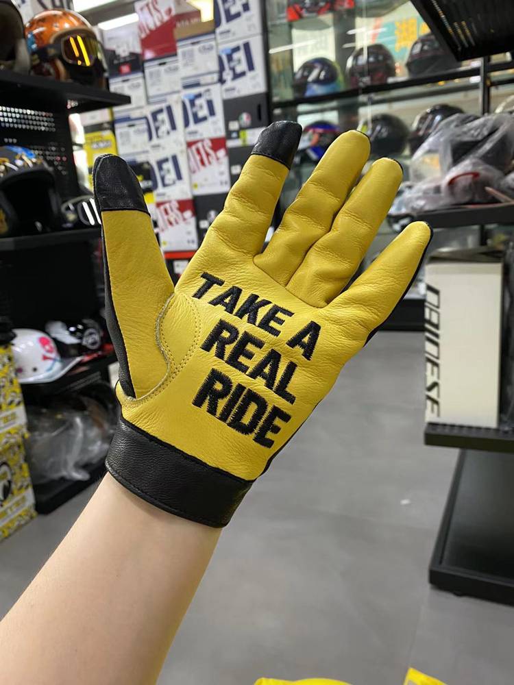 Stagents stitching smiley face Harley men and women knights leather spring and autumn riding retro pedal touch screen locomotive gloves