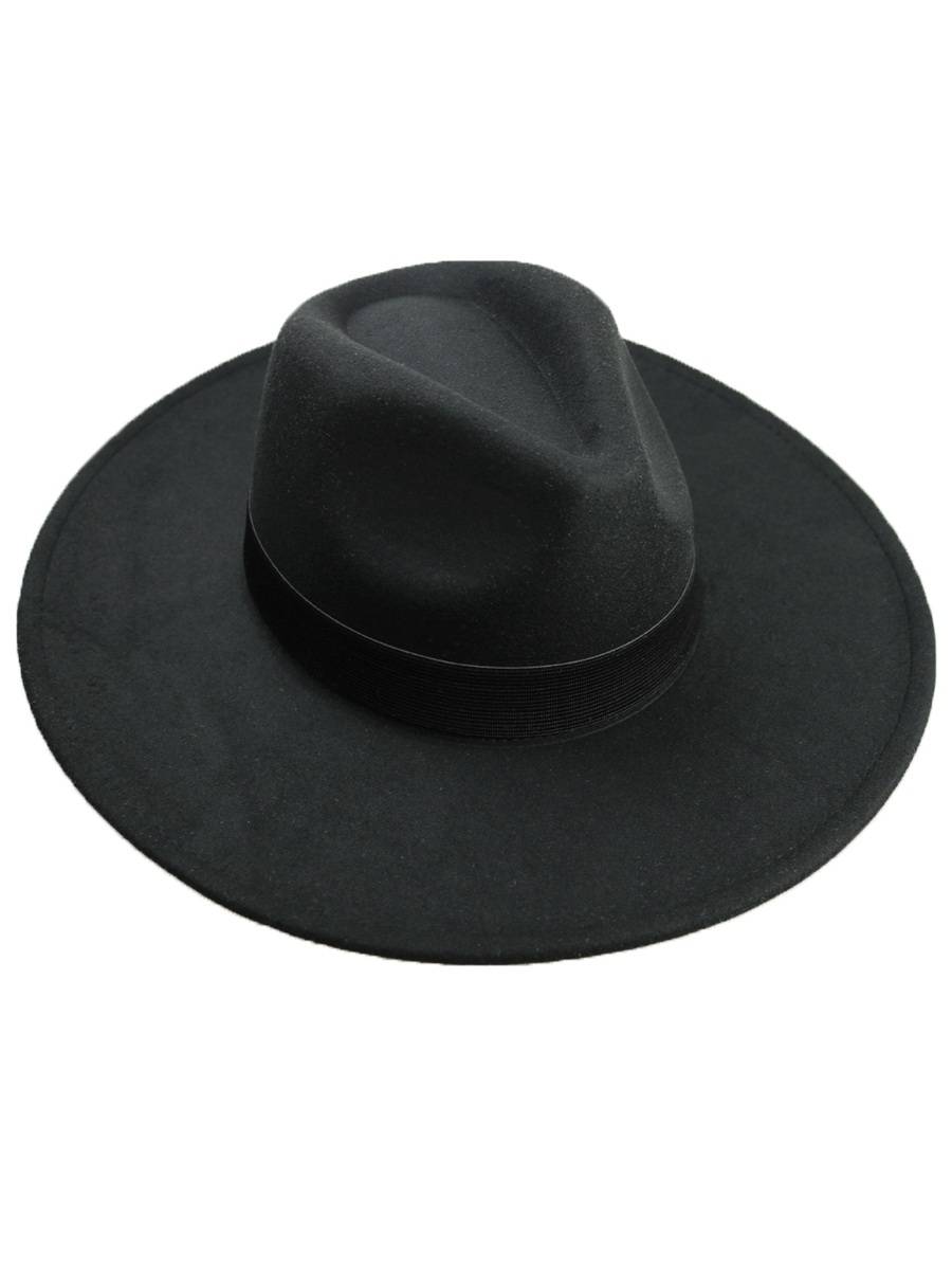 Cat hat men's woolen big eaves black hat French British retro gentleman hat big head enclosure kuja cap