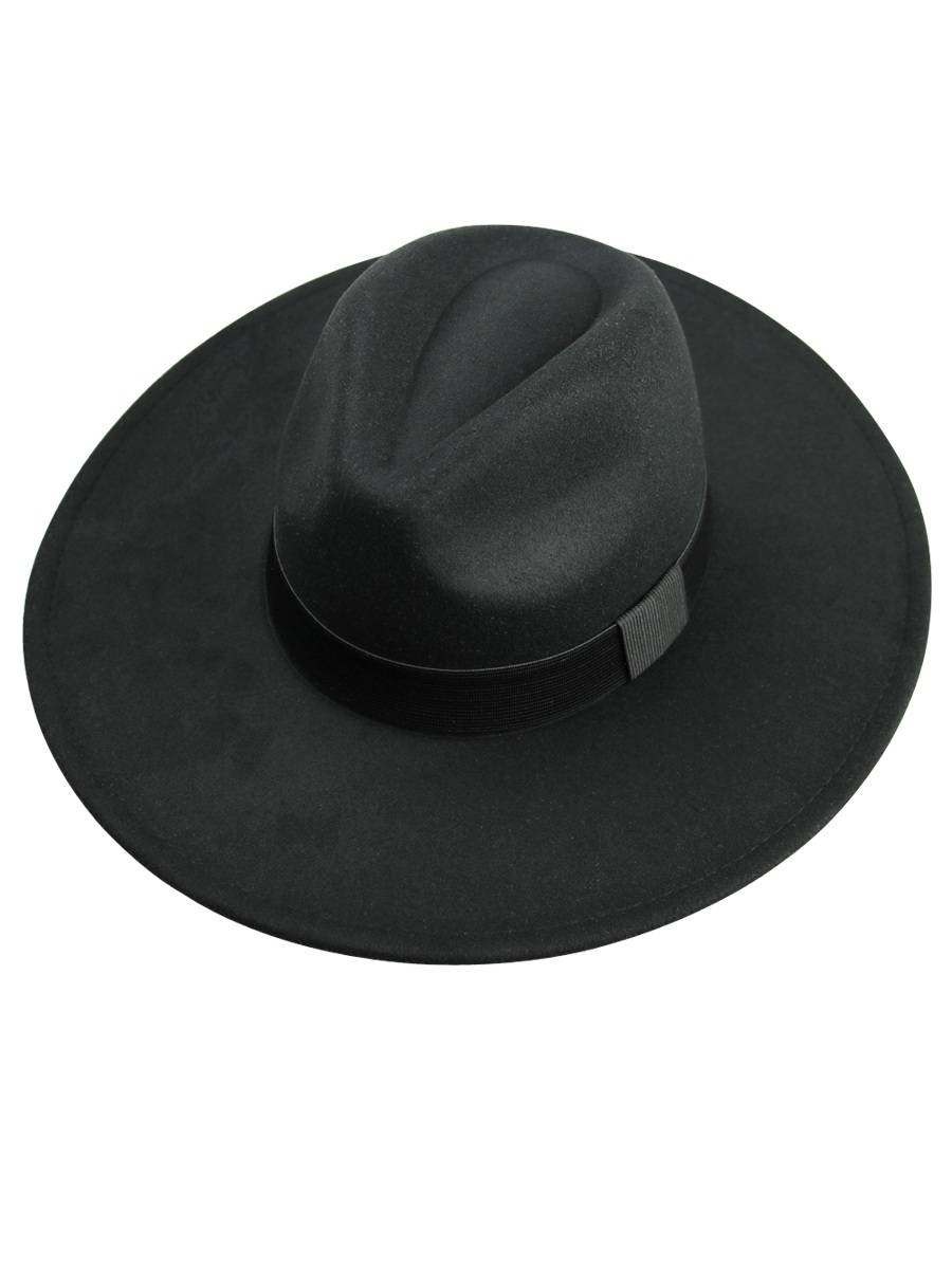 Cat hat men's woolen big eaves black hat French British retro gentleman hat big head enclosure kuja cap
