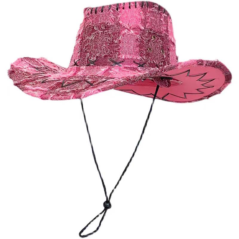 Sweet Cool Millennium Spicy Girl Western denim hat girl Spring and Autumn Retro Mao Knight Hat Outdoor Camping Camping Resort